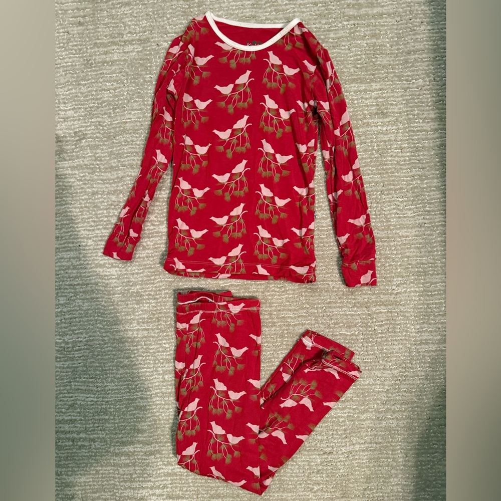 Kickee Red Bird Print Kids bamboo pajamas